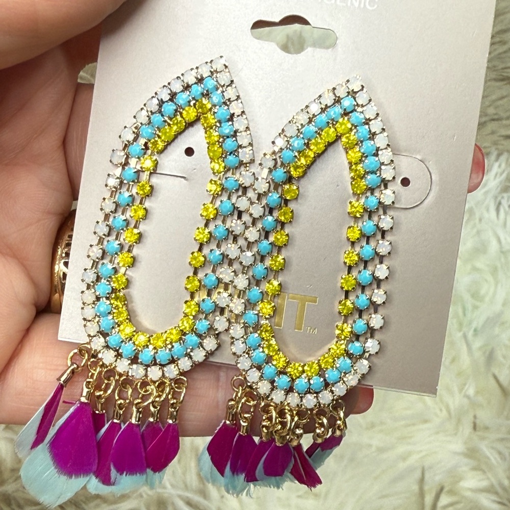 Colorful Rhinestone Statement Earrings